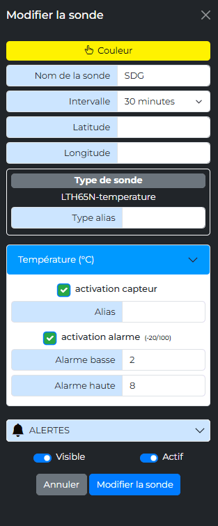Dashboard PharmaSensor - Configuration